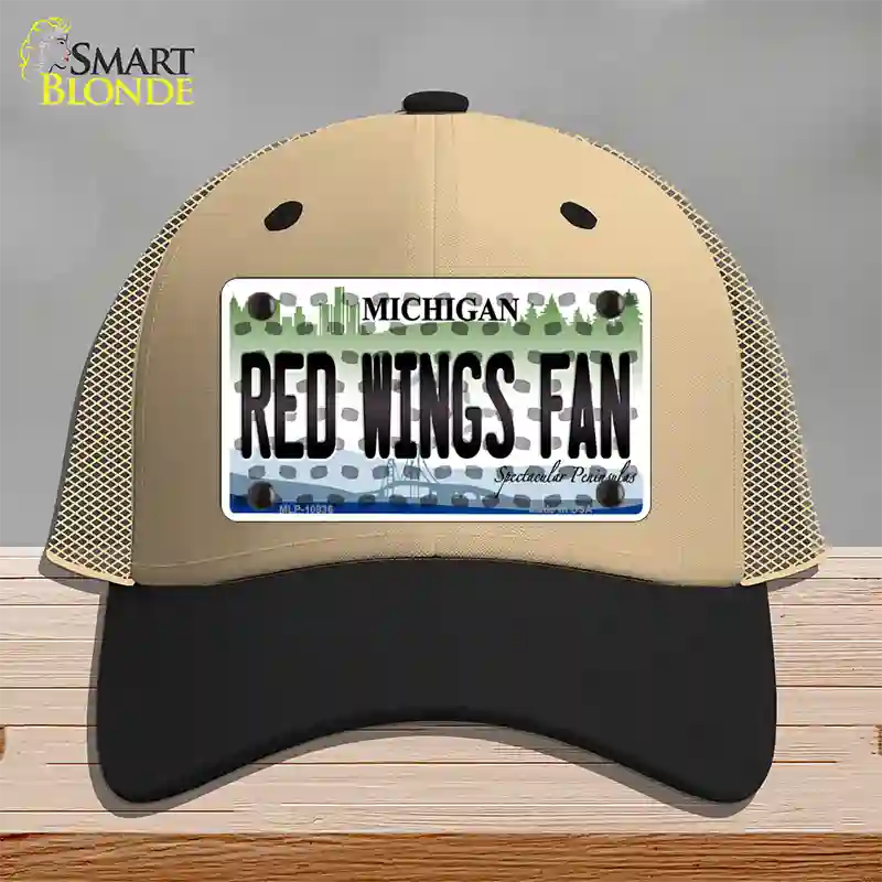 Red Wings Fan Michigan Novelty License Plate Hat Mesh / Khaki|Black