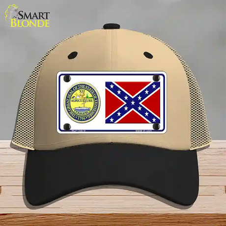 Confederate Flag Tennessee Seal Novelty License Plate Hat Mesh / Khaki|Black