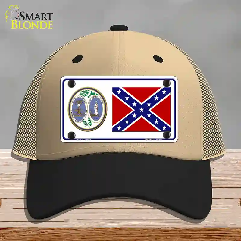 Confederate Flag South Carolina Seal Novelty License Plate Hat Mesh / Khaki|Black