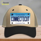 Connecticut State Novelty License Plate Hat Mesh / Khaki|Black