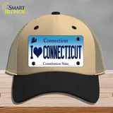 I Love Connecticut Novelty License Plate Hat Mesh / Khaki|Black