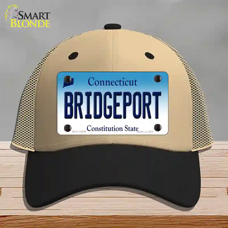 Bridgeport Connecticut Novelty License Plate Hat Mesh / Khaki|Black