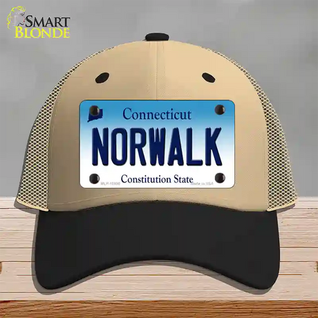 Norwalk Connecticut Novelty License Plate Hat Mesh / Khaki|Black