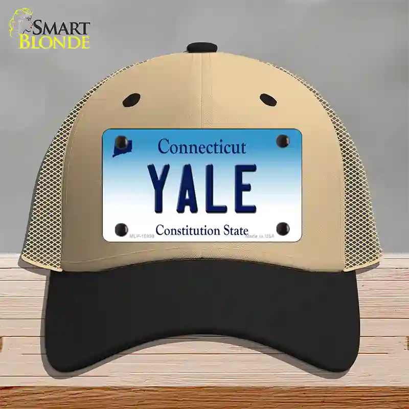 Yale Connecticut Novelty License Plate Hat Mesh / Khaki|Black