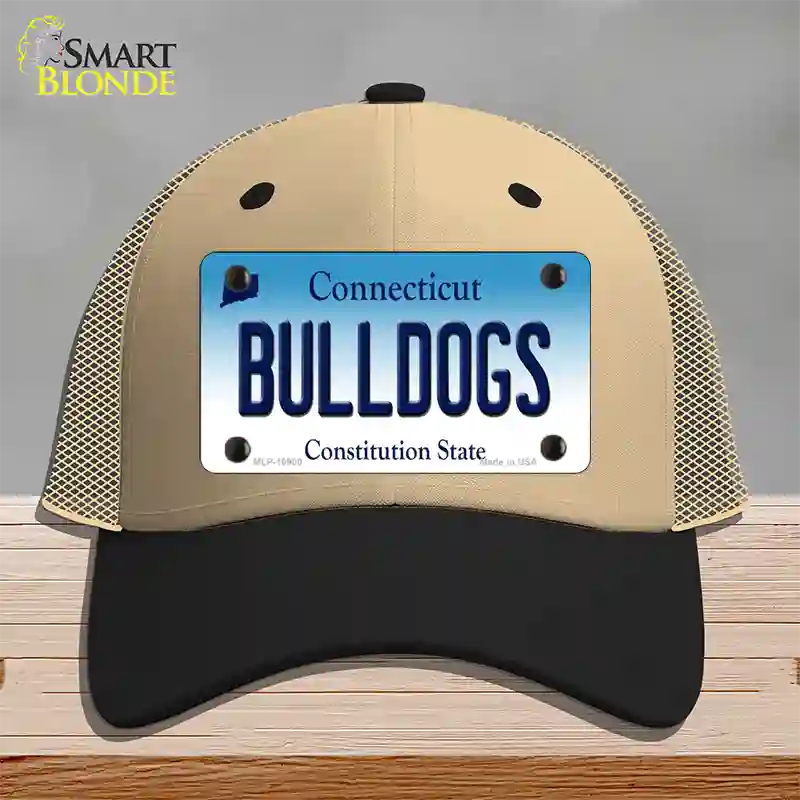 Bulldogs Connecticut Novelty License Plate Hat Mesh / Khaki|Black