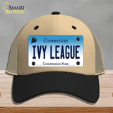 Ivy League Connecticut Novelty License Plate Hat Mesh / Khaki|Black