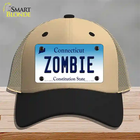 Zombie Connecticut Novelty License Plate Hat Mesh / Khaki|Black