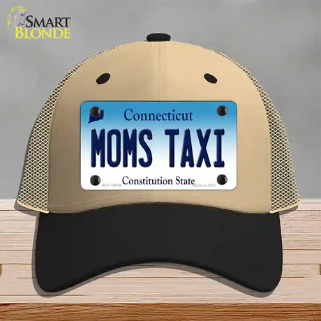 Moms Taxi Connecticut Novelty License Plate Hat Mesh / Khaki|Black