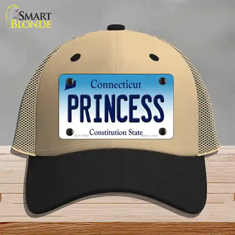 Princess Connecticut Novelty License Plate Hat Mesh / Khaki|Black