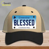 Blessed Connecticut Novelty License Plate Hat Mesh / Khaki|Black