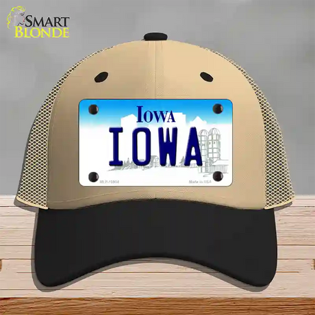 Iowa State Novelty License Plate Hat Mesh / Khaki|Black