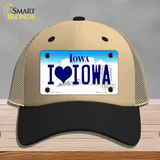 I Love Iowa Novelty License Plate Hat Mesh / Khaki|Black