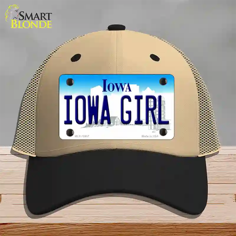 Iowa Girl Iowa Novelty License Plate Hat Mesh / Khaki|Black