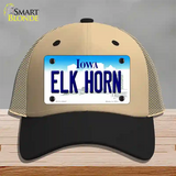 Elk Horn Iowa Novelty License Plate Hat Mesh / Khaki|Black