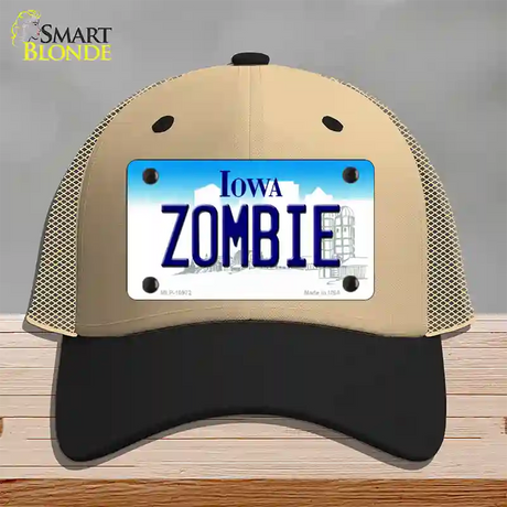 Zombie Iowa Novelty License Plate Hat Mesh / Khaki|Black