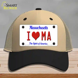 I Love Massachusetts Novelty License Plate Hat Mesh / Khaki|Black