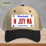 N Joy MA Massachusetts Novelty License Plate Hat Mesh / Khaki|Black