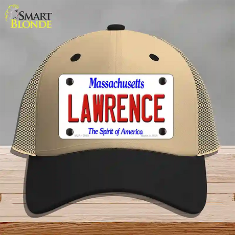 Lawrence Massachusetts Novelty License Plate Hat Mesh / Khaki|Black