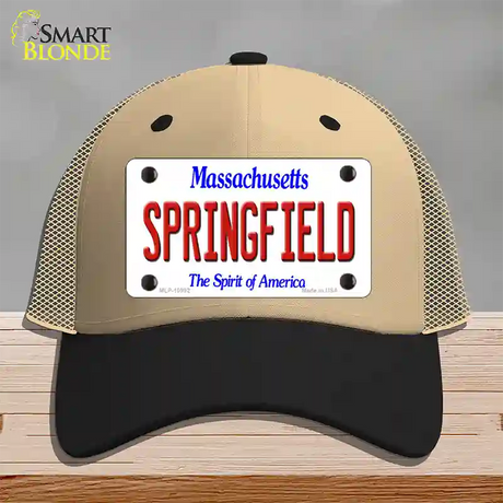 Springfield Massachusetts Novelty License Plate Hat Mesh / Khaki|Black