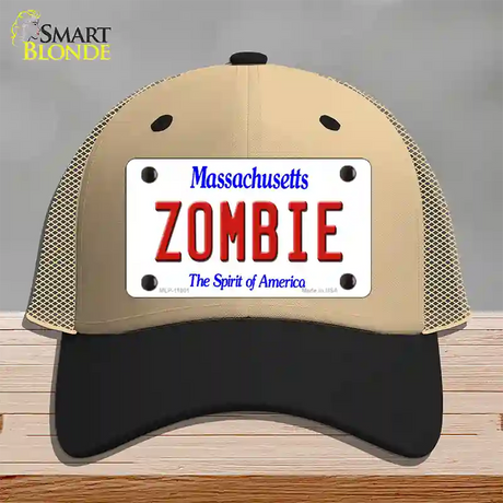 Zombie Massachusetts Novelty License Plate Hat Mesh / Khaki|Black