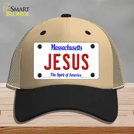 Jesus Massachusetts Novelty License Plate Hat Mesh / Khaki|Black