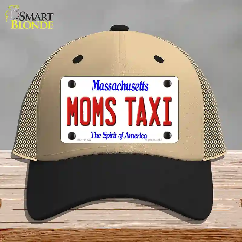 Moms Taxi Massachusetts Novelty License Plate Hat Mesh / Khaki|Black