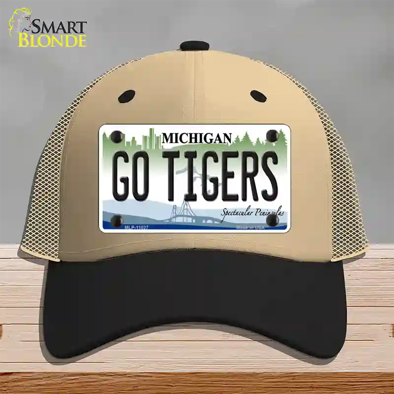 Go Tigers Michigan Novelty License Plate Hat Mesh / Khaki|Black