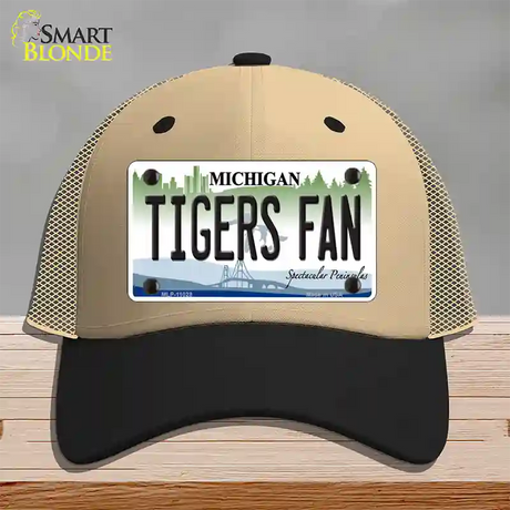 Tigers Fans Michigan Novelty License Plate Hat Mesh / Khaki|Black