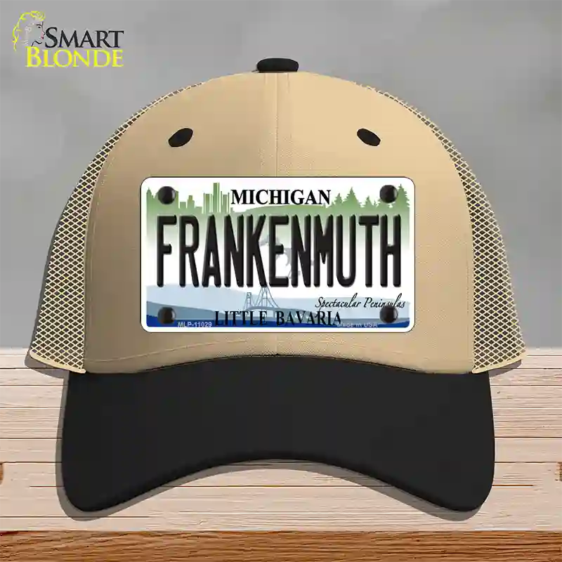 Frankenmuth Michigan Novelty License Plate Hat Mesh / Khaki|Black