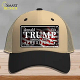 America First Trump Novelty License Plate Hat Mesh / Khaki|Black