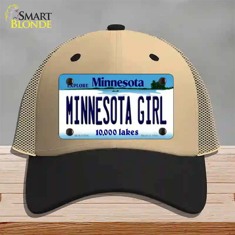 Minnesota Girl Minnesota Novelty License Plate Hat Mesh / Khaki|Black