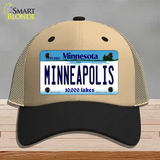 Minneapolis Minnesota State Novelty License Plate Hat Mesh / Khaki|Black