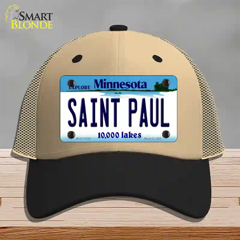 Saint Paul Minnesota State Novelty License Plate Hat Mesh / Khaki|Black