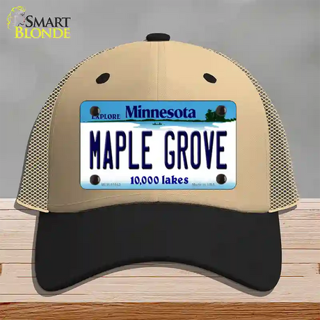 Maple Grove Minnesota State Novelty License Plate Hat Mesh / Khaki|Black