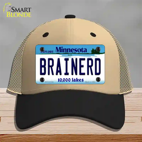 Brainerd Minnesota State Novelty License Plate Hat Mesh / Khaki|Black