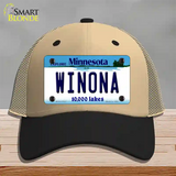 Winona Minnesota State Novelty License Plate Hat Mesh / Khaki|Black