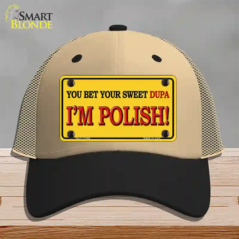 Im Polish Yellow Novelty License Plate Hat Mesh / Khaki|Black