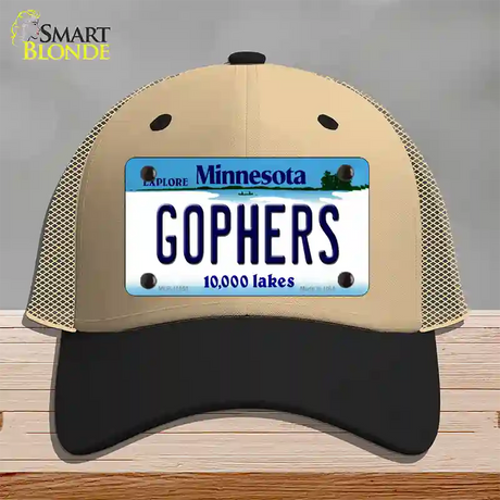 Gophers Minnesota State Novelty License Plate Hat Mesh / Khaki|Black