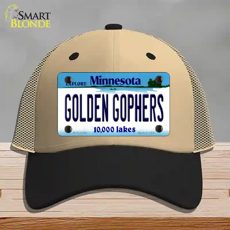 Golden Gophers Minnesota State Novelty License Plate Hat Mesh / Khaki|Black