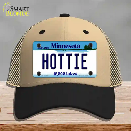 Hottie Minnesota State Novelty License Plate Hat Mesh / Khaki|Black