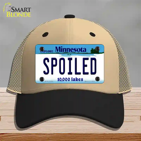 Spoiled Minnesota State Novelty License Plate Hat Mesh / Khaki|Black