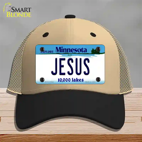 Jesus Minnesota State Novelty License Plate Hat Mesh / Khaki|Black