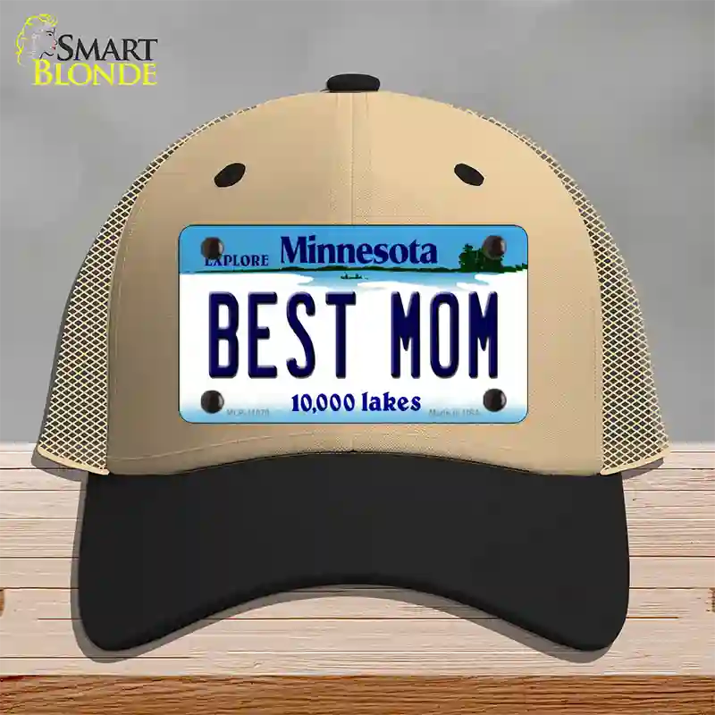 Best Mom Minnesota State Novelty License Plate Hat Mesh / Khaki|Black