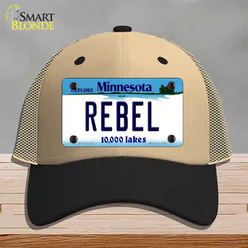 Rebel Minnesota State Novelty License Plate Hat Mesh / Khaki|Black