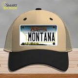 Montana State Novelty License Plate Hat Mesh / Khaki|Black