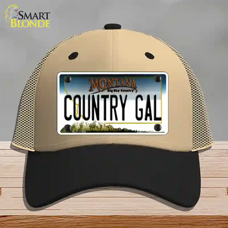 Country Gal Montana State Novelty License Plate Hat Mesh / Khaki|Black