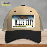 Miles City Montana State Novelty License Plate Hat Mesh / Khaki|Black