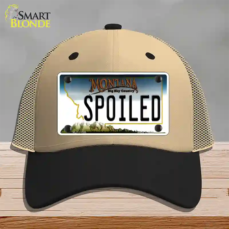 Spoiled Montana State Novelty License Plate Hat Mesh / Khaki|Black