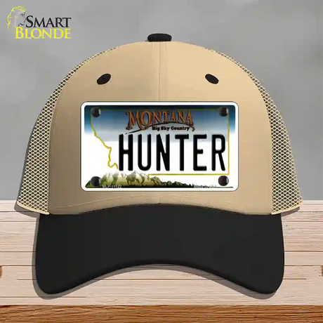 Hunter Montana State Novelty License Plate Hat Mesh / Khaki|Black