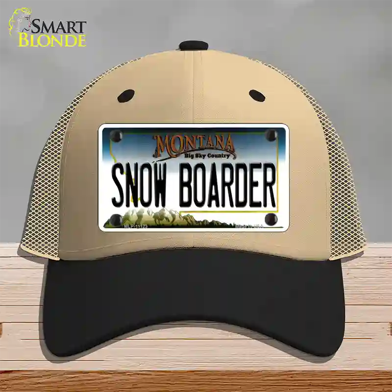 Snow Boarder Montana State Novelty License Plate Hat Mesh / Khaki|Black